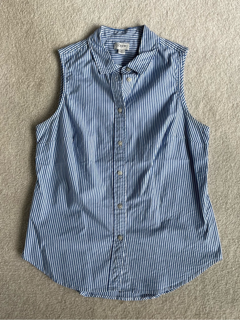 J Crew Factory Oxford Stripe Button Down Sleeveless Top